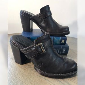Born Espresso Buckle Strap Mules - Size 6